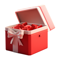 AI generated Gift box containing cute love heart elements, 3d design. Suitable for Valentine and design elements png