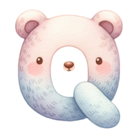 AI generated Watercolor baby bear alphabet In pastel color png