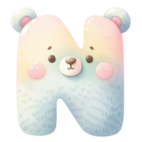 AI generated Watercolor baby bear alphabet In pastel color png