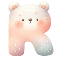 ai gerado aguarela bebê Urso alfabeto dentro pastel cor png