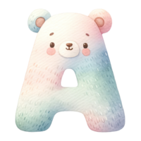 AI generated Watercolor baby bear alphabet In pastel color png