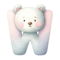 ai gerado aguarela bebê Urso alfabeto dentro pastel cor png