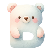 ai généré aquarelle bébé ours alphabet dans pastel Couleur png