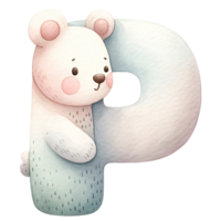 ai généré aquarelle bébé ours alphabet dans pastel Couleur png