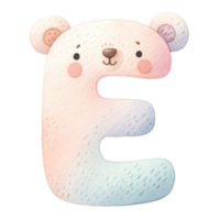 AI generated Watercolor baby bear alphabet In pastel color png