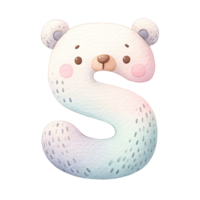 AI generated Watercolor baby bear alphabet In pastel color png