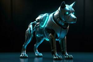 AI generated Dog robot future artificial metallic technology modern cyborg intelligence science robot Ai Generated photo