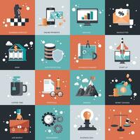 Business, technology and management icon set for websites and mobile applications. Flat vector illustration