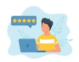 Customer satisfaction. Feedback. Rating on customer service illustration. Website rating feedback and review concept. Flat vector illustration