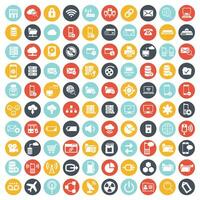 Technology, connection, cloud computing, website and mobile application symbol collection. Flat icon vector illustration