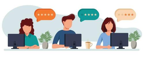 Customer satisfaction. Feedback. Rating on customer service illustration. Website rating feedback and review concept. Flat vector illustration