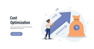 Cost optimization concept. Idea of financial and marketing strategy. Cost and income balance. Spending and cost reduction, while maximizing business value. Isolated flat illustration vector