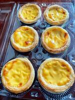 cheese tart in a plastic container photo