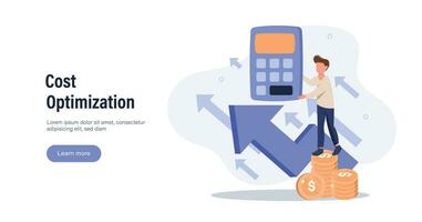 Cost optimization concept. Idea of financial and marketing strategy. Cost and income balance. Spending and cost reduction, while maximizing business value. Isolated flat illustration vector