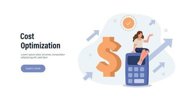 Cost optimization concept. Idea of financial and marketing strategy. Cost and income balance. Spending and cost reduction, while maximizing business value. Isolated flat illustration vector