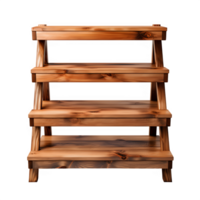 AI generated wooden shelf isolated on transparent background ,wood rack png ,generative ai