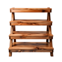 AI generated wooden shelf isolated on transparent background ,wood rack png ,generative ai