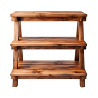 AI generated wooden shelf isolated on transparent background ,wood rack png ,generative ai