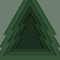 Cutting green paper into the shape of a christmas tree. Layered gradient 3d background. Design elements for cards, covers, banners, posters, backdrops, wallpaper, walls. Vector illustration.