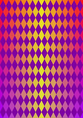 Seamless argyle pattern. Purple geometric diamond shape. Red, pink, yellow gradient background. Designs for print media, cover, banner, poster, web design, backdrop, wall. Vector illustration.