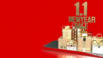 The gift box for new year shopping concept 3d rendering photo