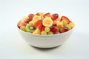 AI generated mixed fruit in white plate photo