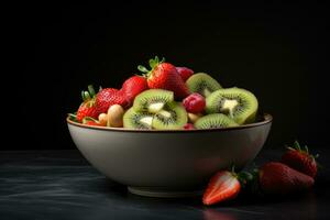 AI generated mixed fruit in plate photo