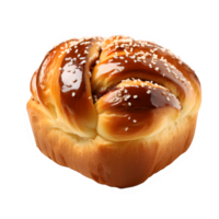 AI generated sweet bun isolated on transparent background ,sesame cake png ,generative ai