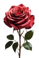 ai généré une brin de rouge Rose isolé sur une transparent Contexte ,génératif ai png