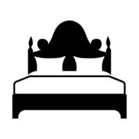 cama vector negro icono aislado en blanco antecedentes