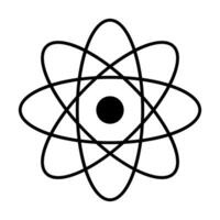 Atom vector black icon isolated on white background