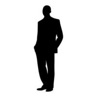 Man in suit black silhouette isolated on white background vector