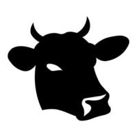 vaca cabeza vector negro icono aislado en blanco antecedentes