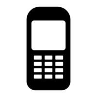 Old button phone black icon isolated on white background vector