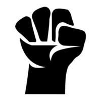 Fist black vector icon isolated on white background