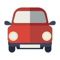 Red vector car front view icon isolated on white background