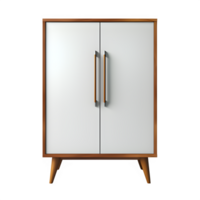 AI generated minimalist wooden cupboard front view isolated on transparent background ,generative ai png