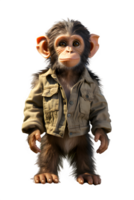 AI generated chimpanzee child standing isolated on transparent background ,generative ai png