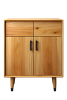 AI generated minimalist wooden cupboard front view isolated on transparent background ,generative ai png