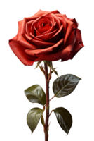 AI generated a sprig of red rose isolated on a transparent background ,generative ai png