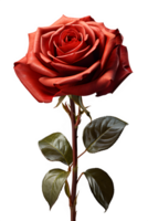 ai généré une brin de rouge Rose isolé sur une transparent Contexte ,génératif ai png