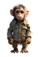 AI generated chimpanzee child standing isolated on transparent background ,generative ai png