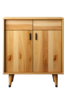 AI generated minimalist wooden cupboard front view isolated on transparent background ,generative ai png