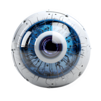 AI generated eyeball isolated on transparent background ,blue eyeball png ,generative ai