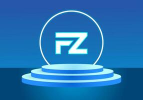 Letter FZ blue logo sign. Vector logo design for business.