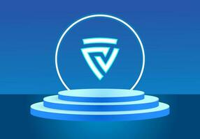 Letter FV blue logo sign. Vector logo design for business.