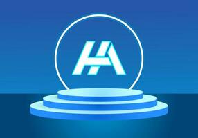 Letter HA blue logo sign. Vector logo design for business.