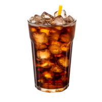 AI generated cold cola drink in a glass cup isolated on transparent background ,soda drink png ,generative ai