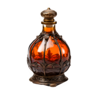 AI generated antique medicinal potion bottle isolated on transparent background ,vintage perfume bottle ,generative ai png