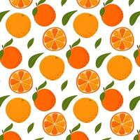 Orange fruit background. Whole and sliced fruits. Summer vitamin background, vector illustration for paper, cover, fabric, gift wrap